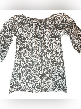 Peek Girls Floral Peasant Blouse Size Large 100% Cotton Boho Top